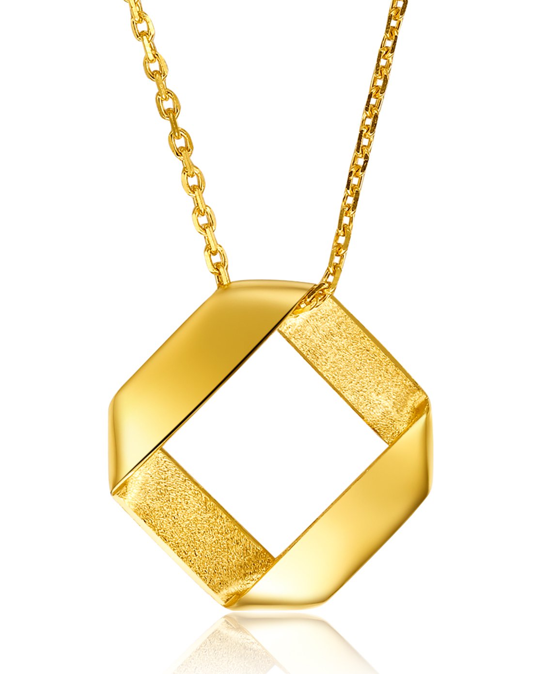 周六福 精品足金菱形简单黄金吊坠不含链