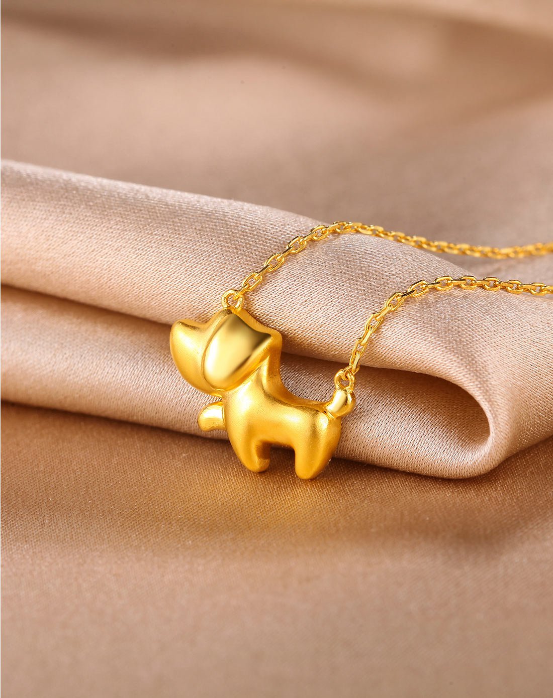 周六福 精品足金卡通狗狗黄金套链(含项链)