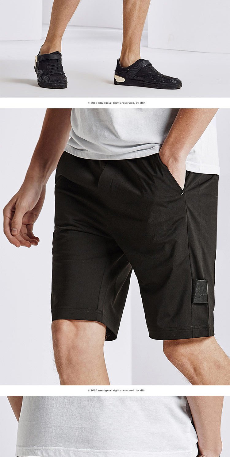 黑色男士薄款直筒五分裤