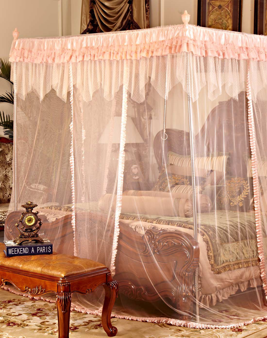 公主风方顶蚊帐玉色