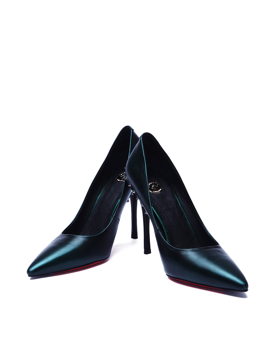 法国fashion tv collection女士鞋包专场时尚柳钉擦色牛皮尖头细高跟