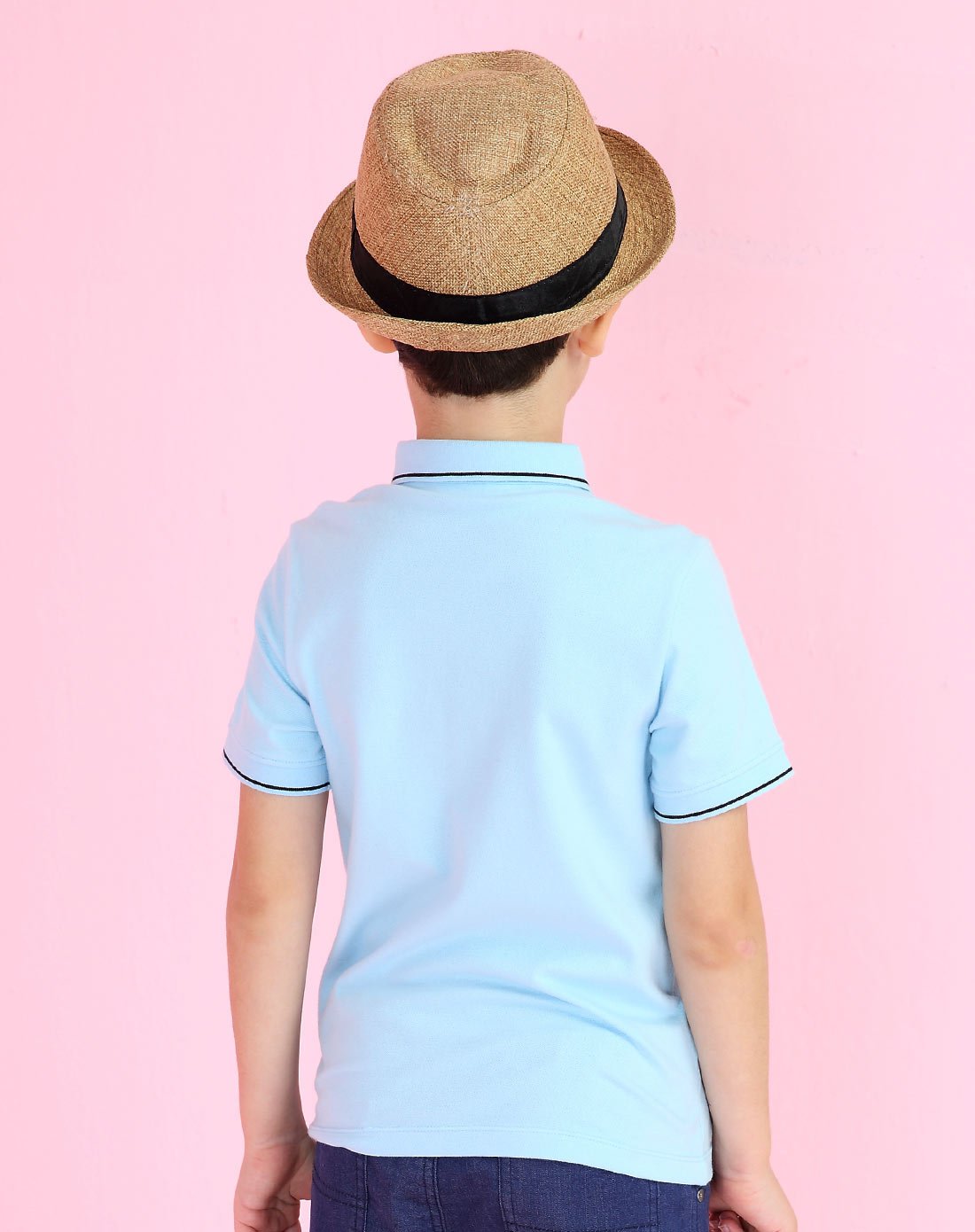 男童翻领短袖针织衫马卡蓝