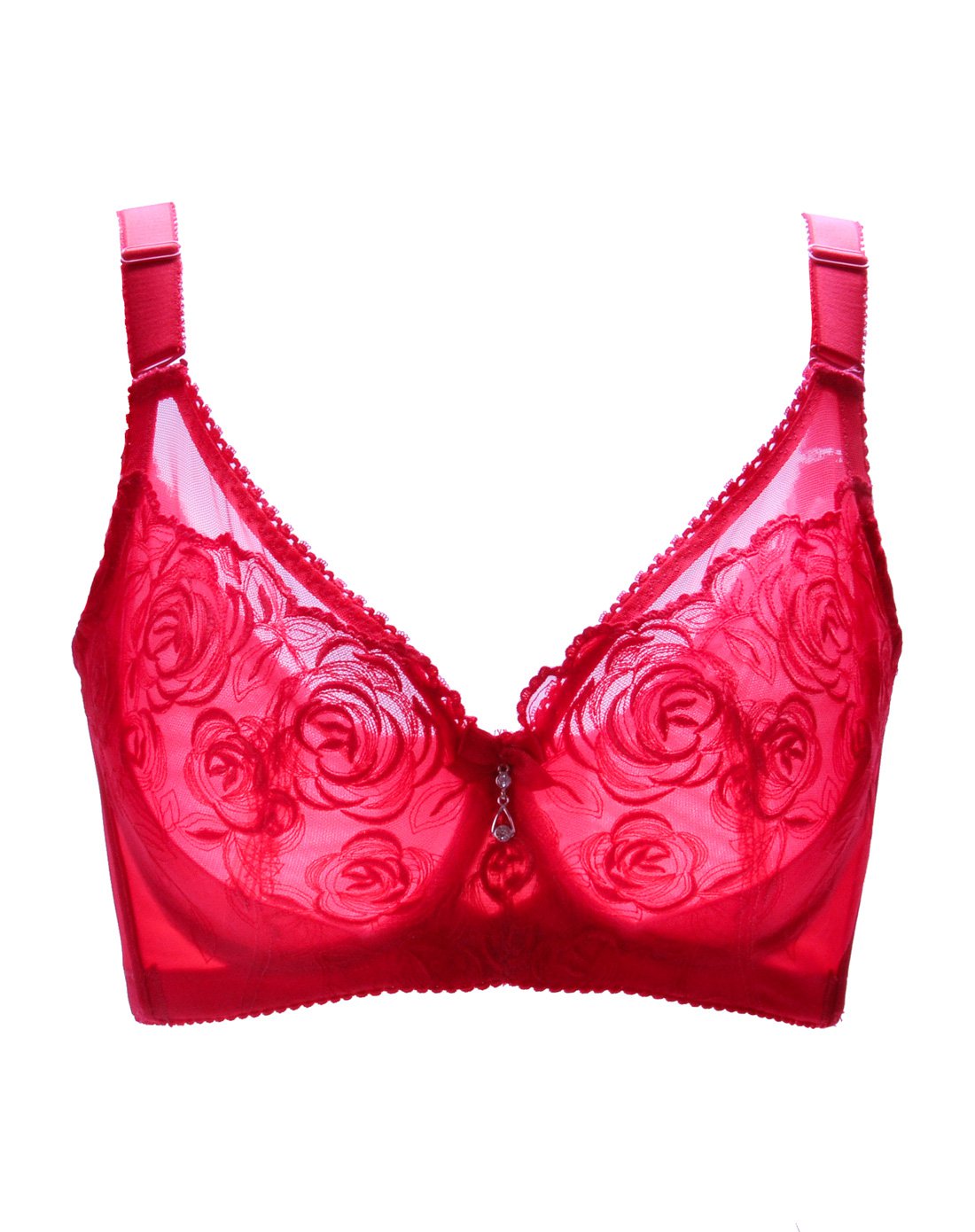 聚拢刺绣性感超薄文胸大罩杯黑色