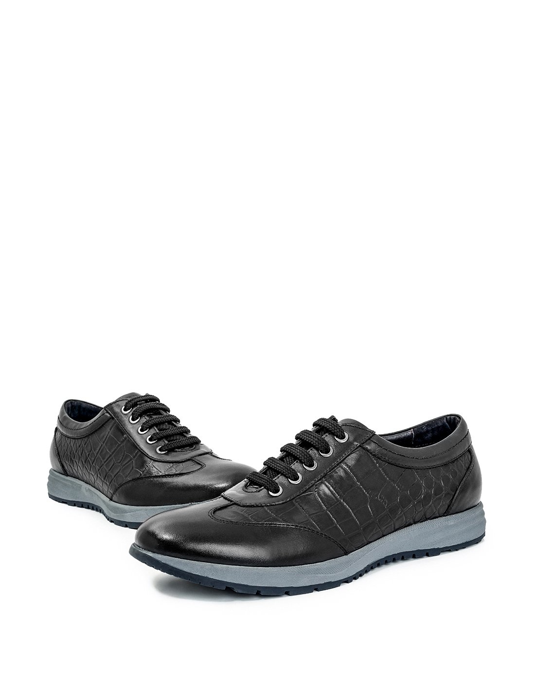 凯撒kaiser牛皮纯色系带休闲经典时尚男鞋黑色