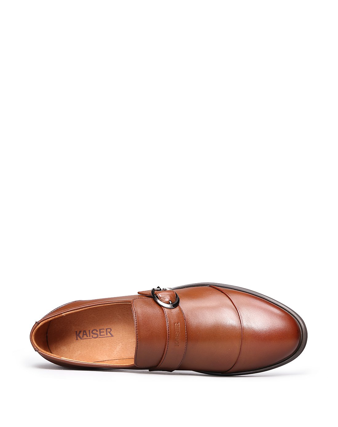 凯撒kaiser牛皮搭扣拼接纯色正装商务经典皮鞋