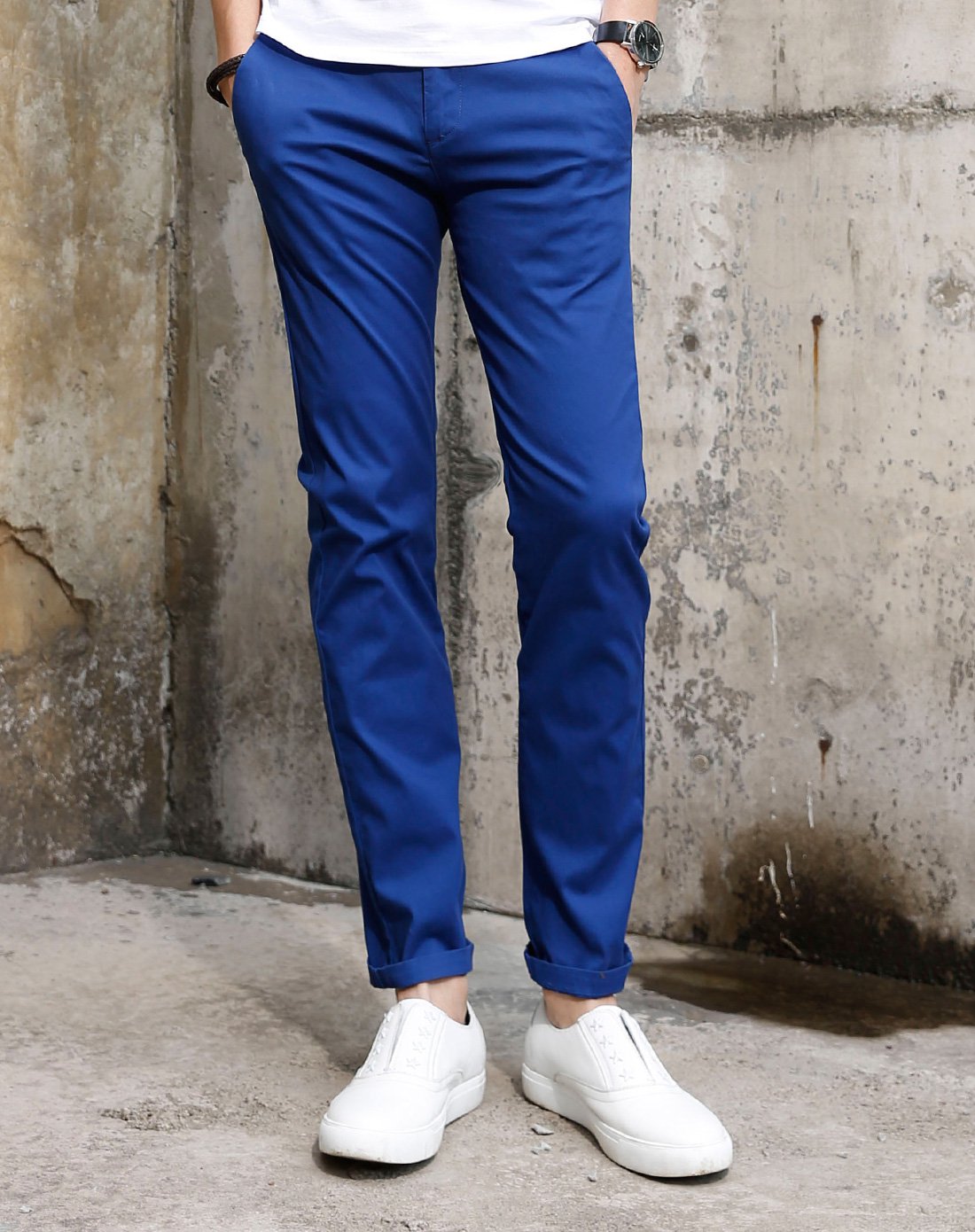 纯色简约休闲长裤浅蓝色