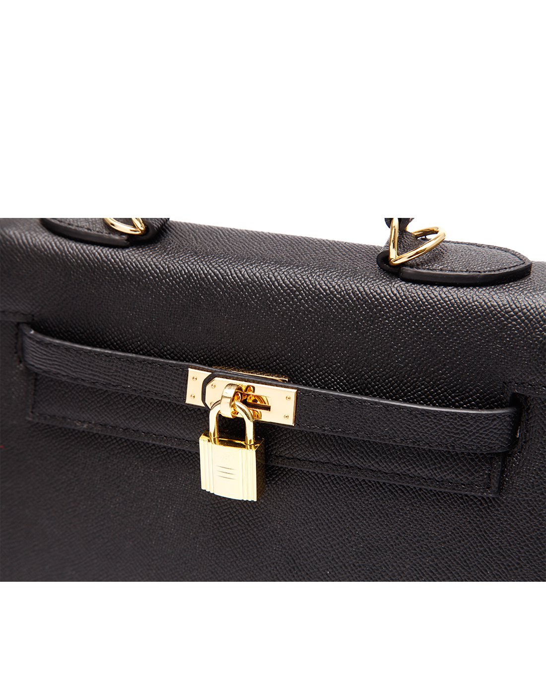 黑色时尚进口头层牛皮小号手工凯莉包