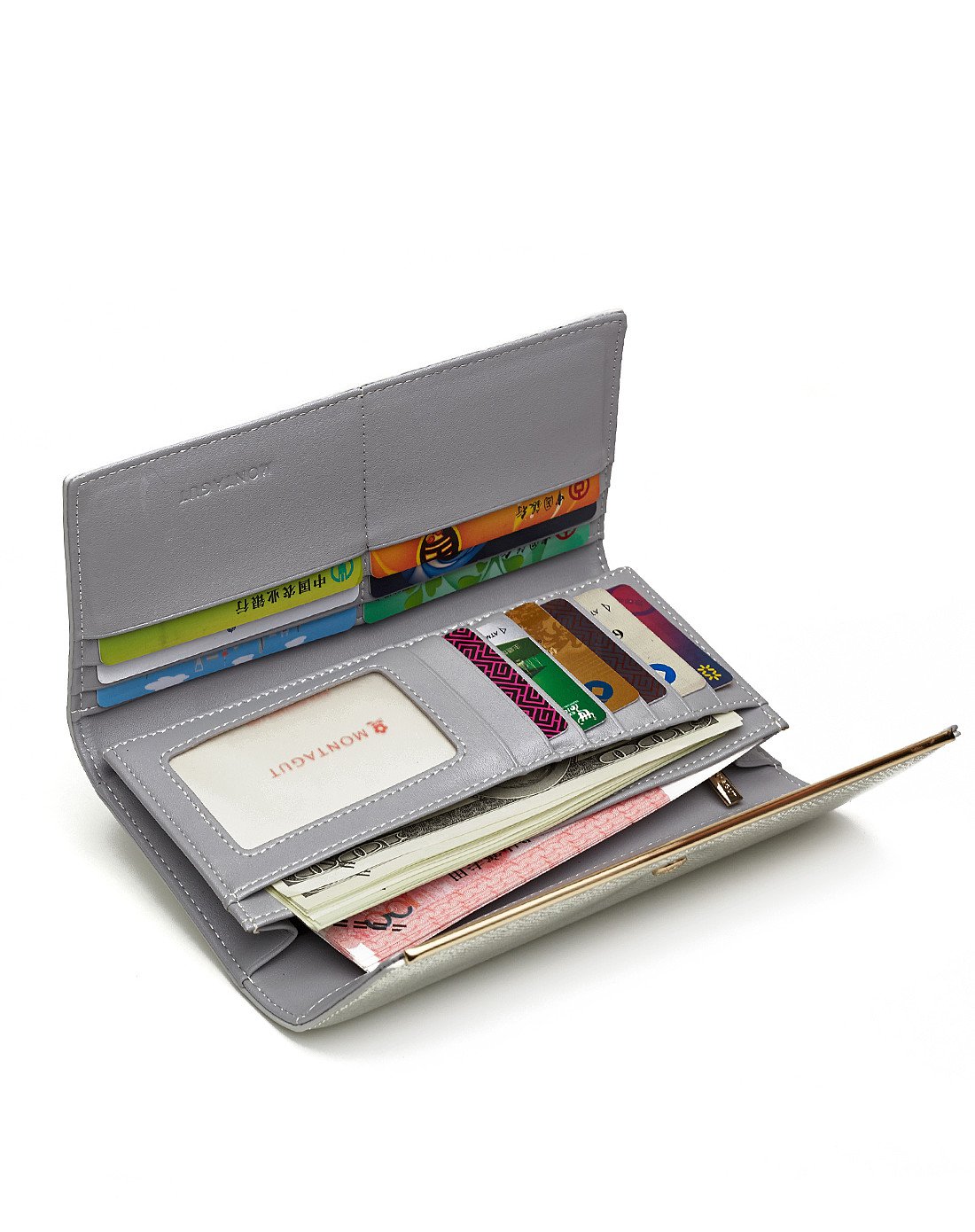 女款漆皮大三折票夹