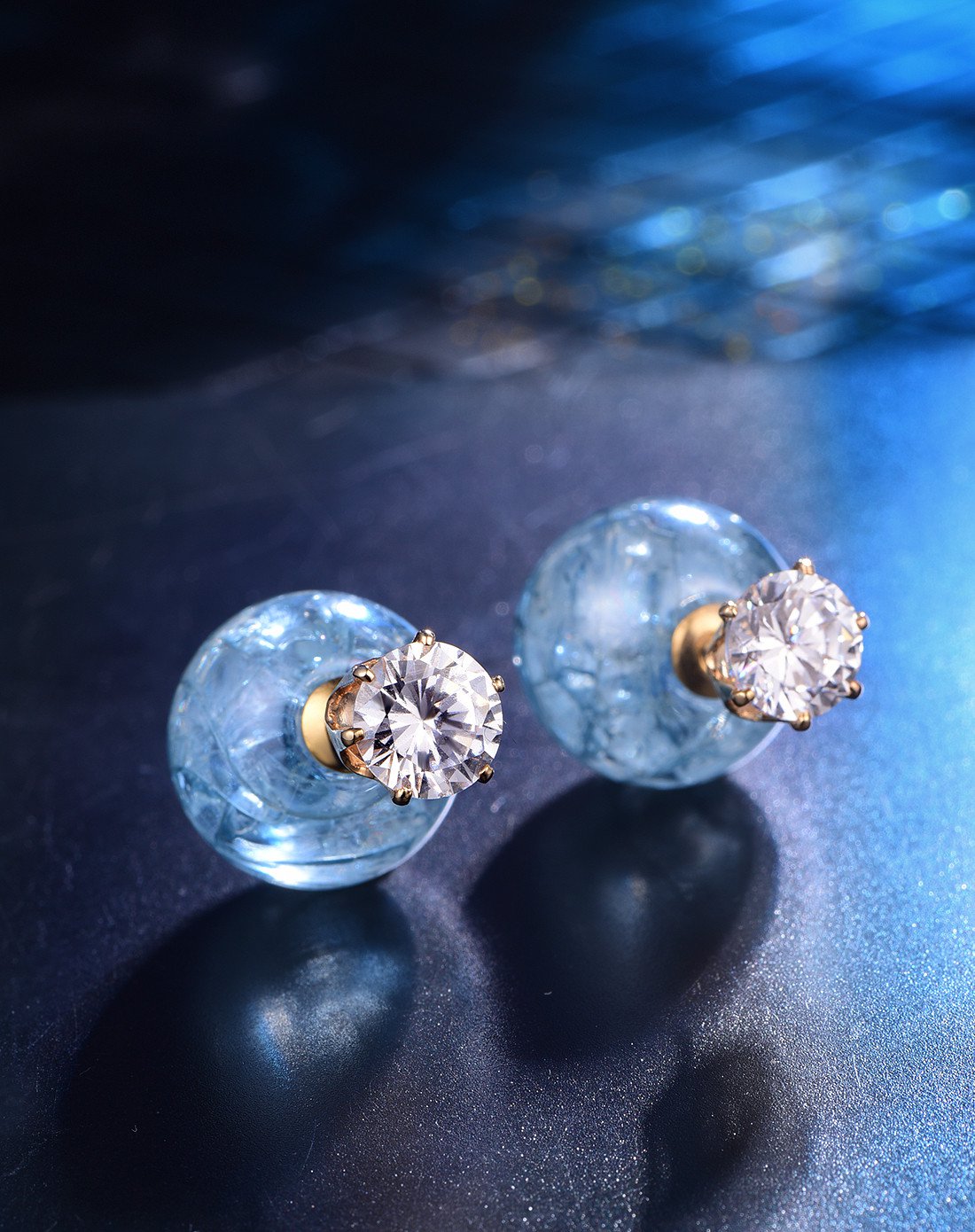 星球的碰撞蓝色环保合金耳钉