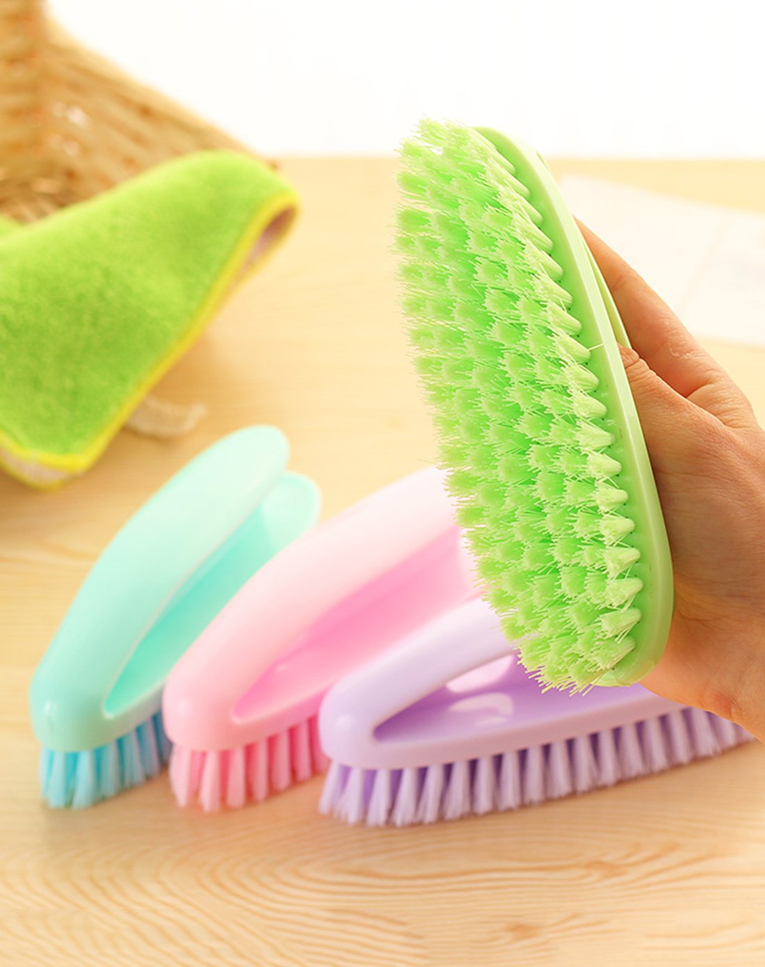 创意家居带把手洗衣刷子 混色2个