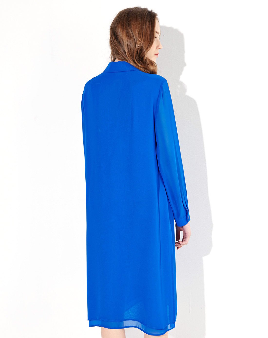 欧美风日常休闲群青色连衣裙