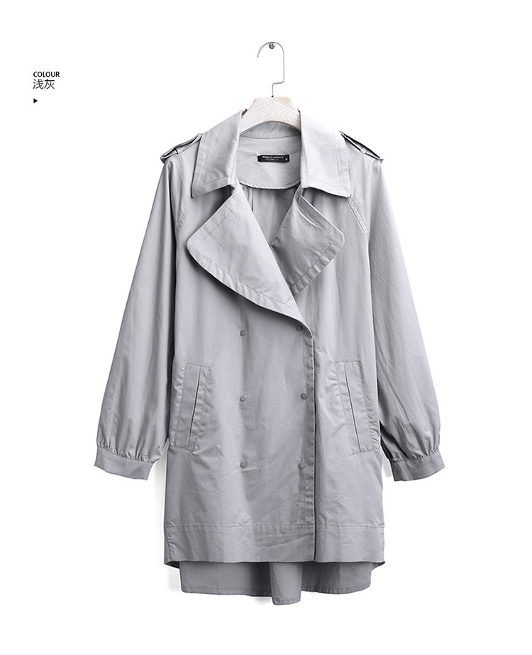 纯棉纯色舒适休闲袖口微收肩部搭扣女款风衣