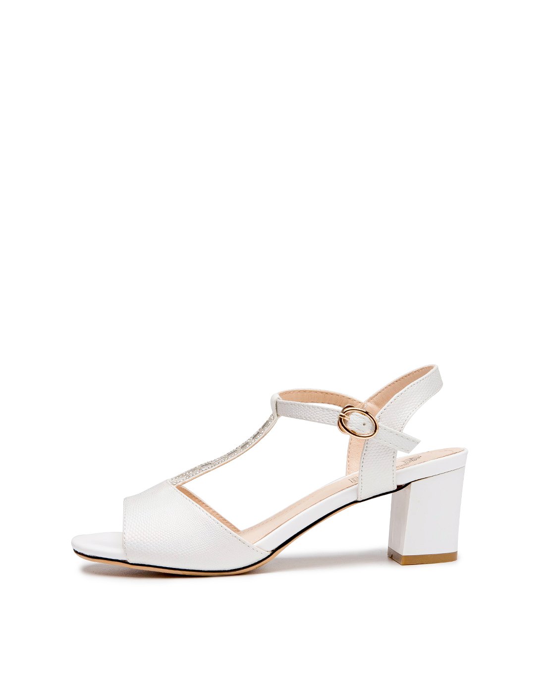 2017新时尚百搭亮钻一字带女凉鞋白色