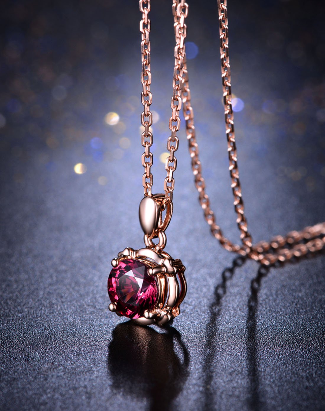 佐卡伊 玫瑰18k金石榴石吊坠