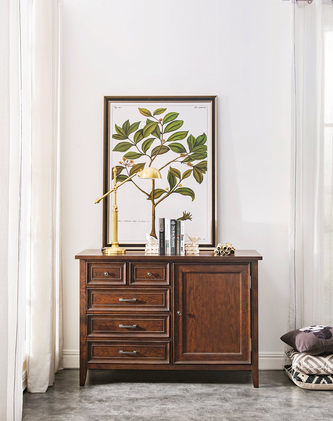 payne佩恩美式复古实木客厅单门五抽大容量储物玄关斗柜