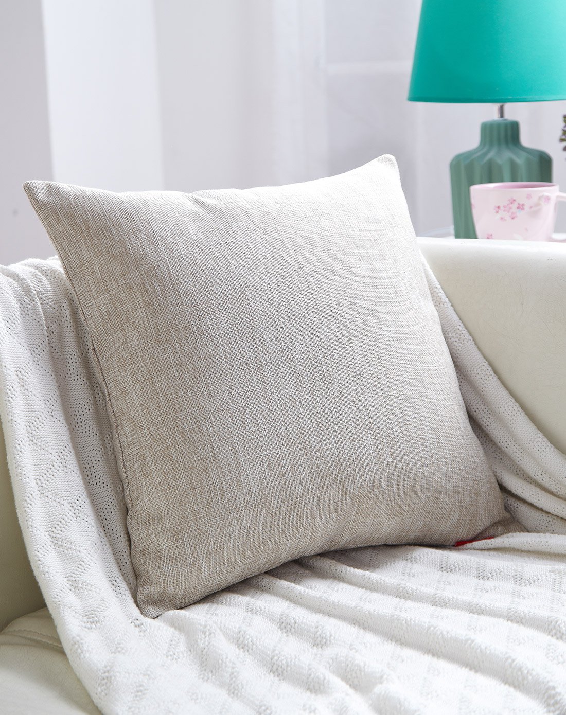 家居良品麻布素色抱枕