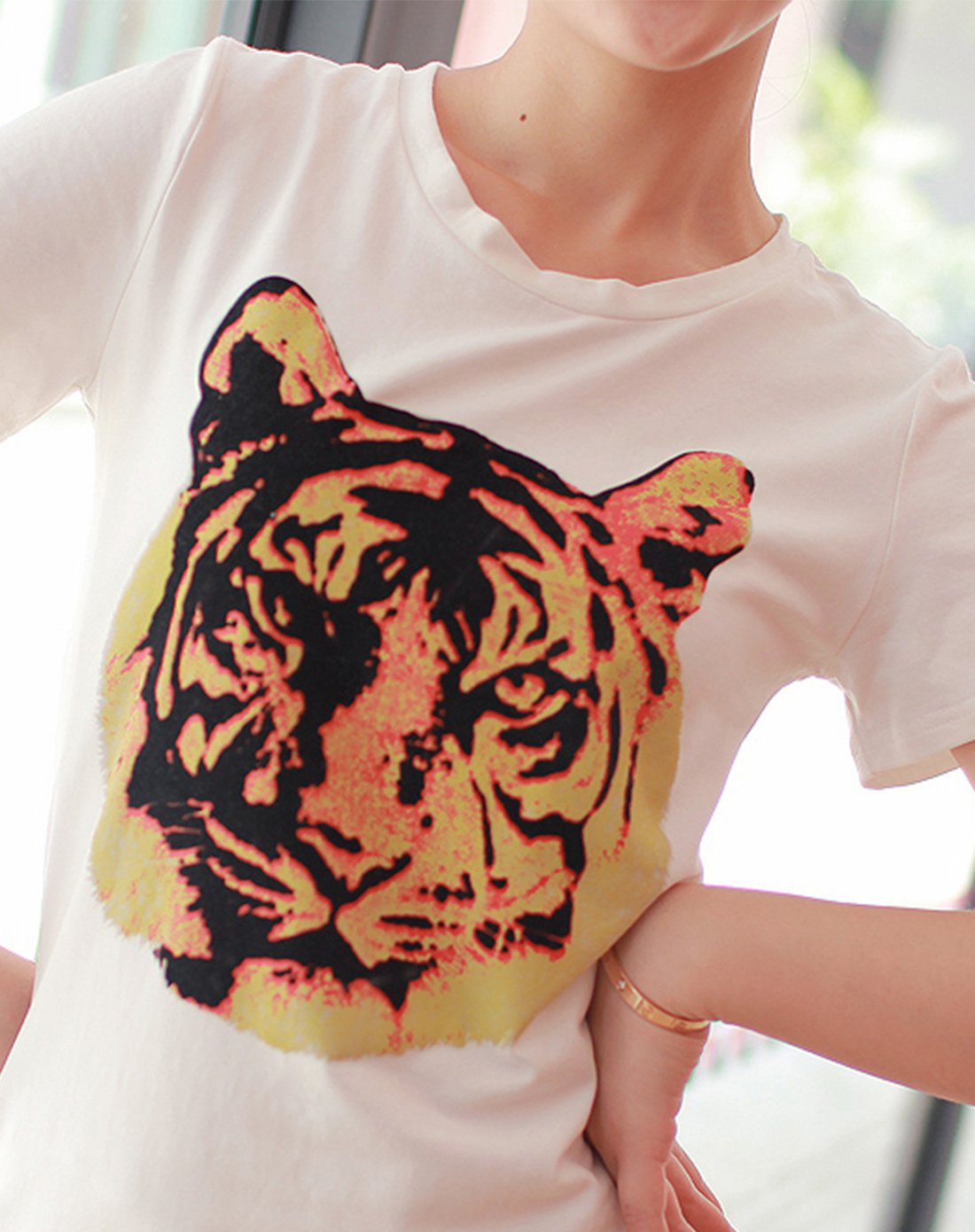 宽松老虎头印花t恤