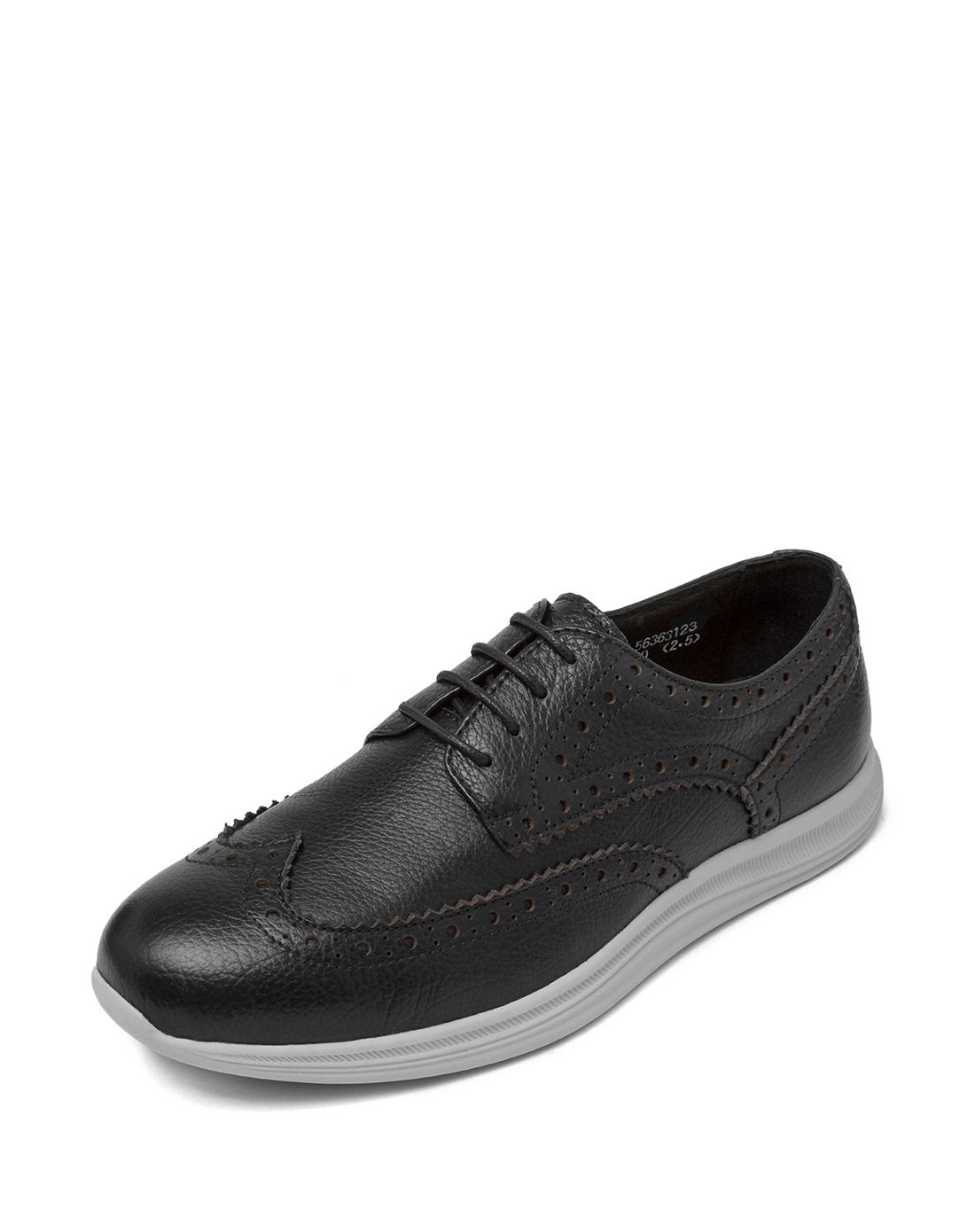 凯撒kaiser牛皮休闲系带时尚潮搭布洛克男鞋黑色