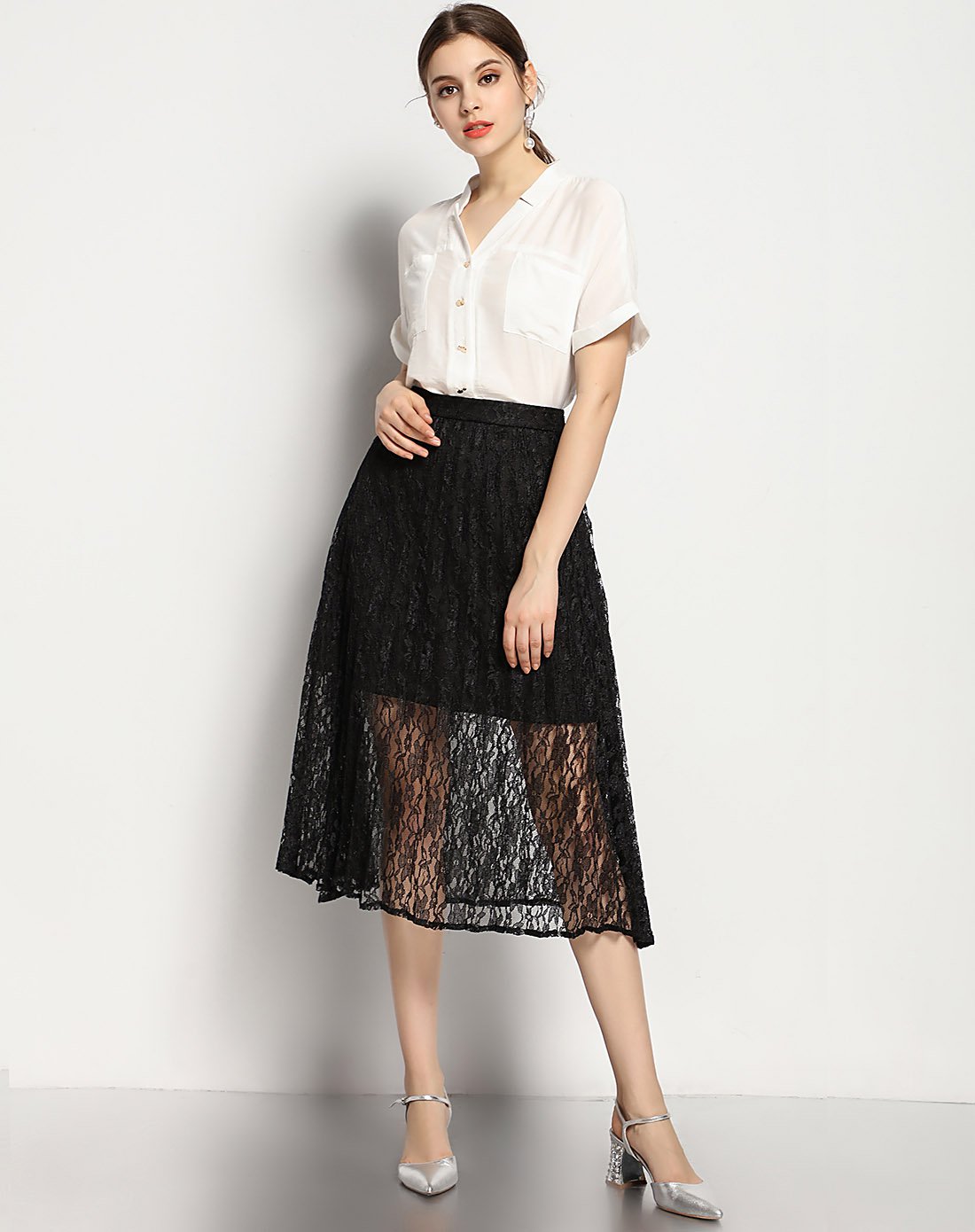 yanou彦欧新锐都市设计师女装专场 气质镂空百褶半截裙