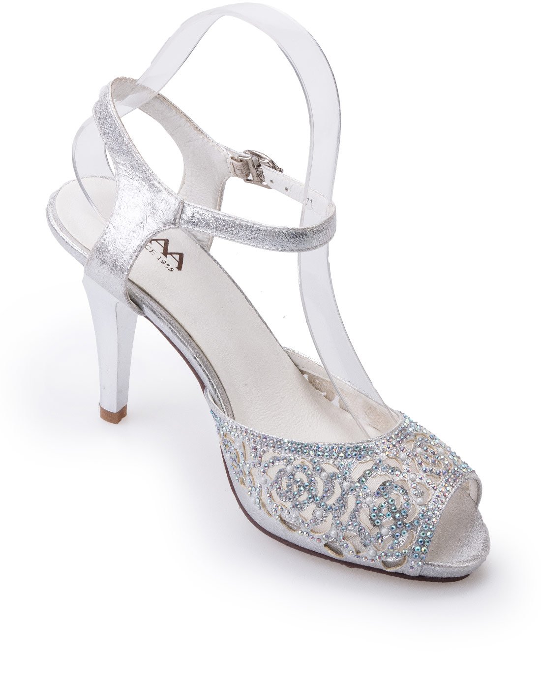 179元封顶-aaa女鞋特卖专场网纱镂空镶钻细跟女士凉鞋银色a