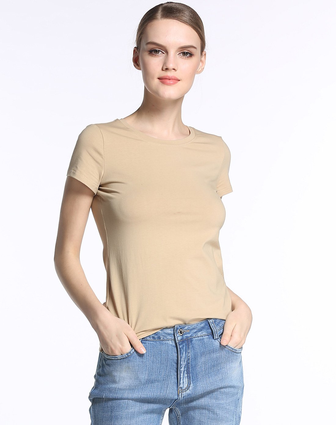 通勤高品质简约宽松百搭t恤驼色