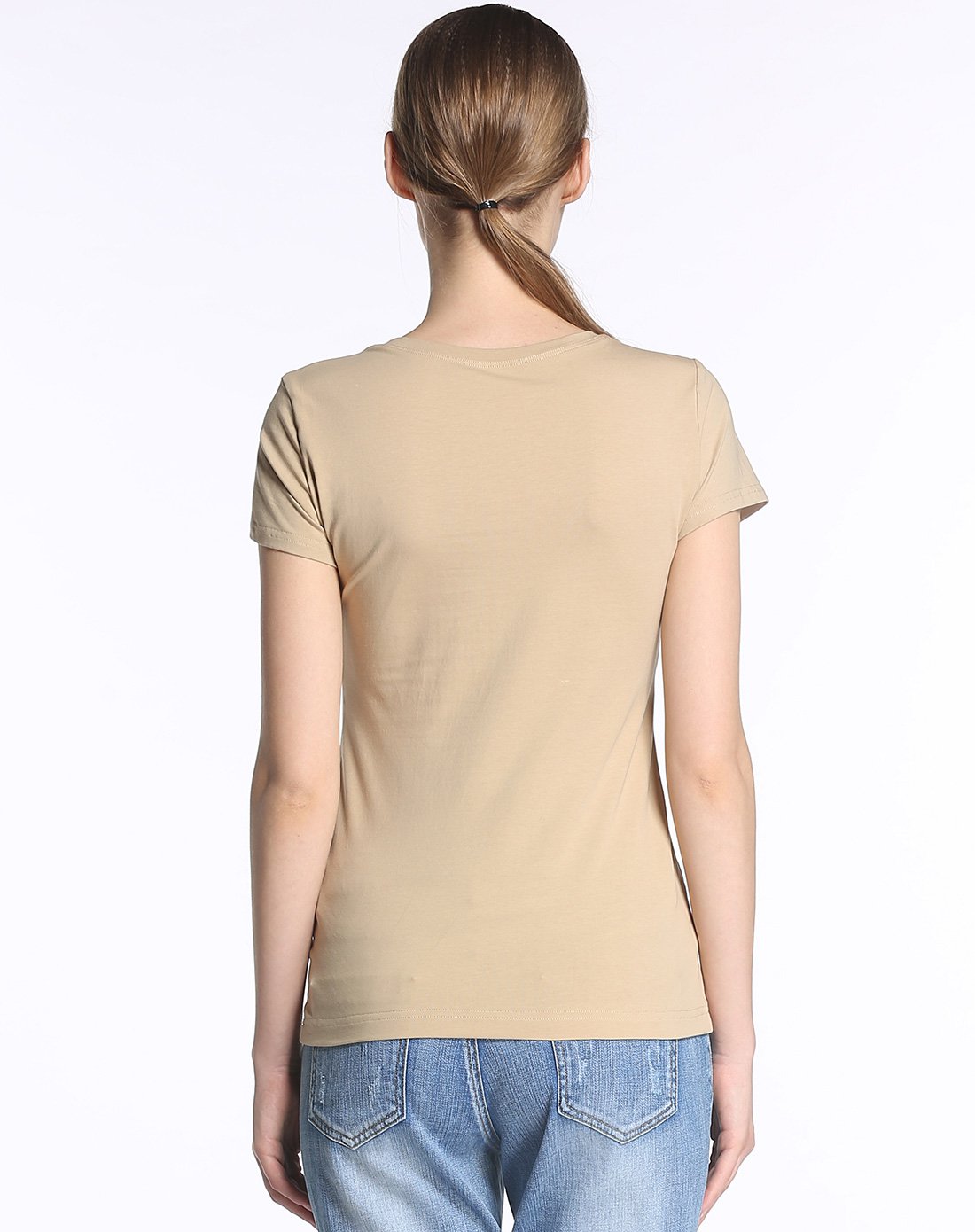 通勤高品质简约宽松百搭t恤驼色