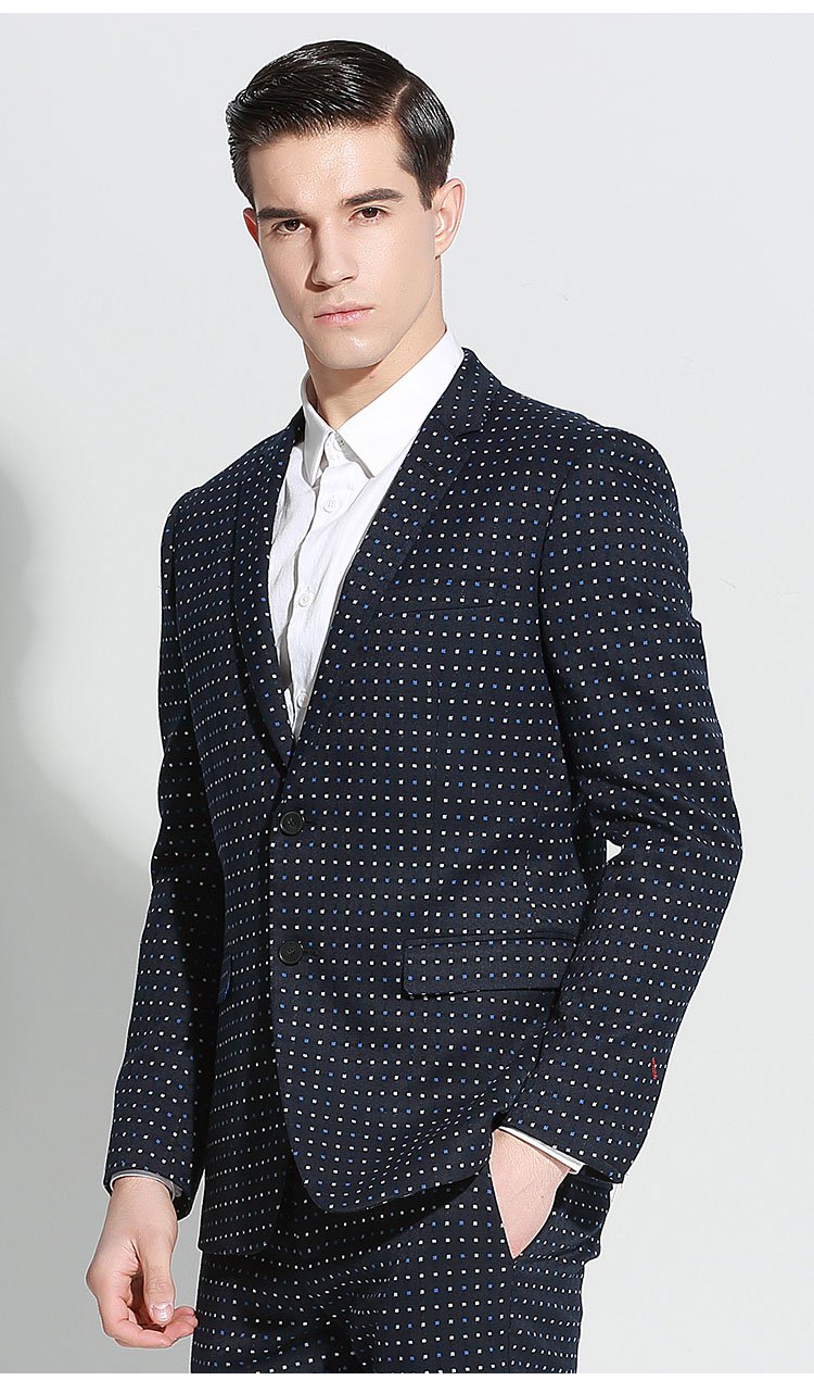 时尚波点圆点休闲百搭外套男士西服