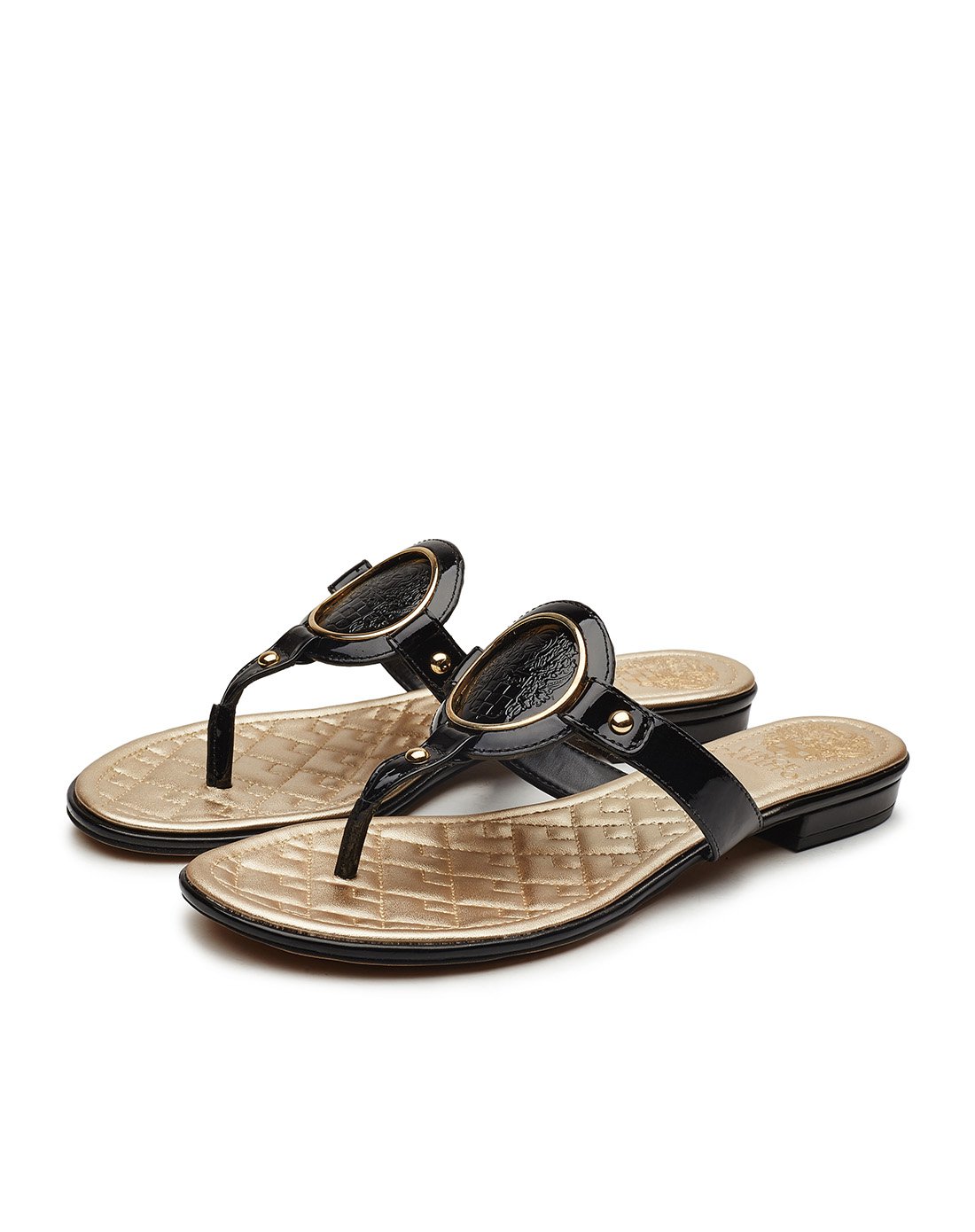 欧美风日常休闲百搭舒适平牛皮平底拖鞋金色