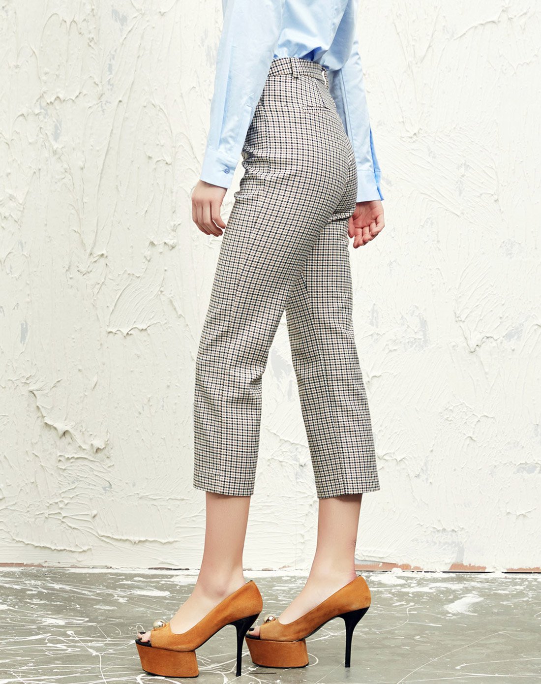女式格纹长裤