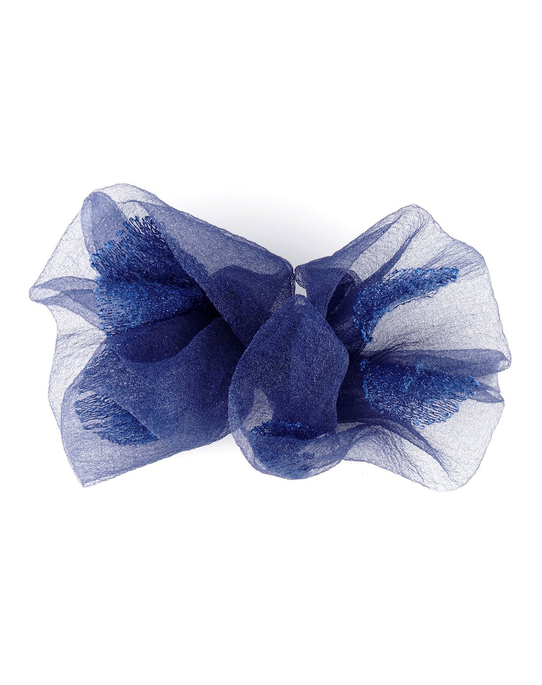 清新网纱蝴蝶结发饰搭配发夹水湖蓝