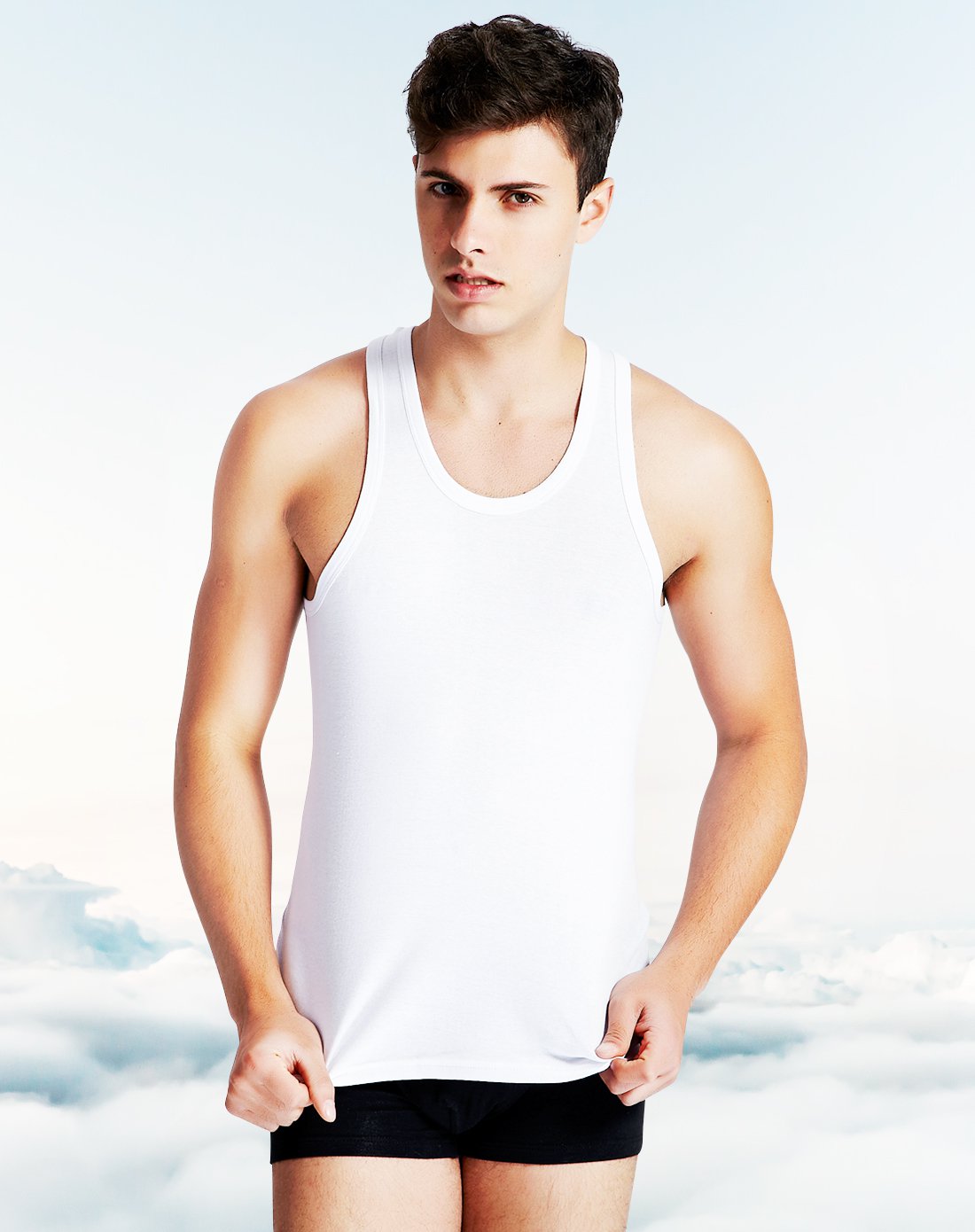 男款2件装舒适贴肤精品棉休闲吸汗背心麻灰