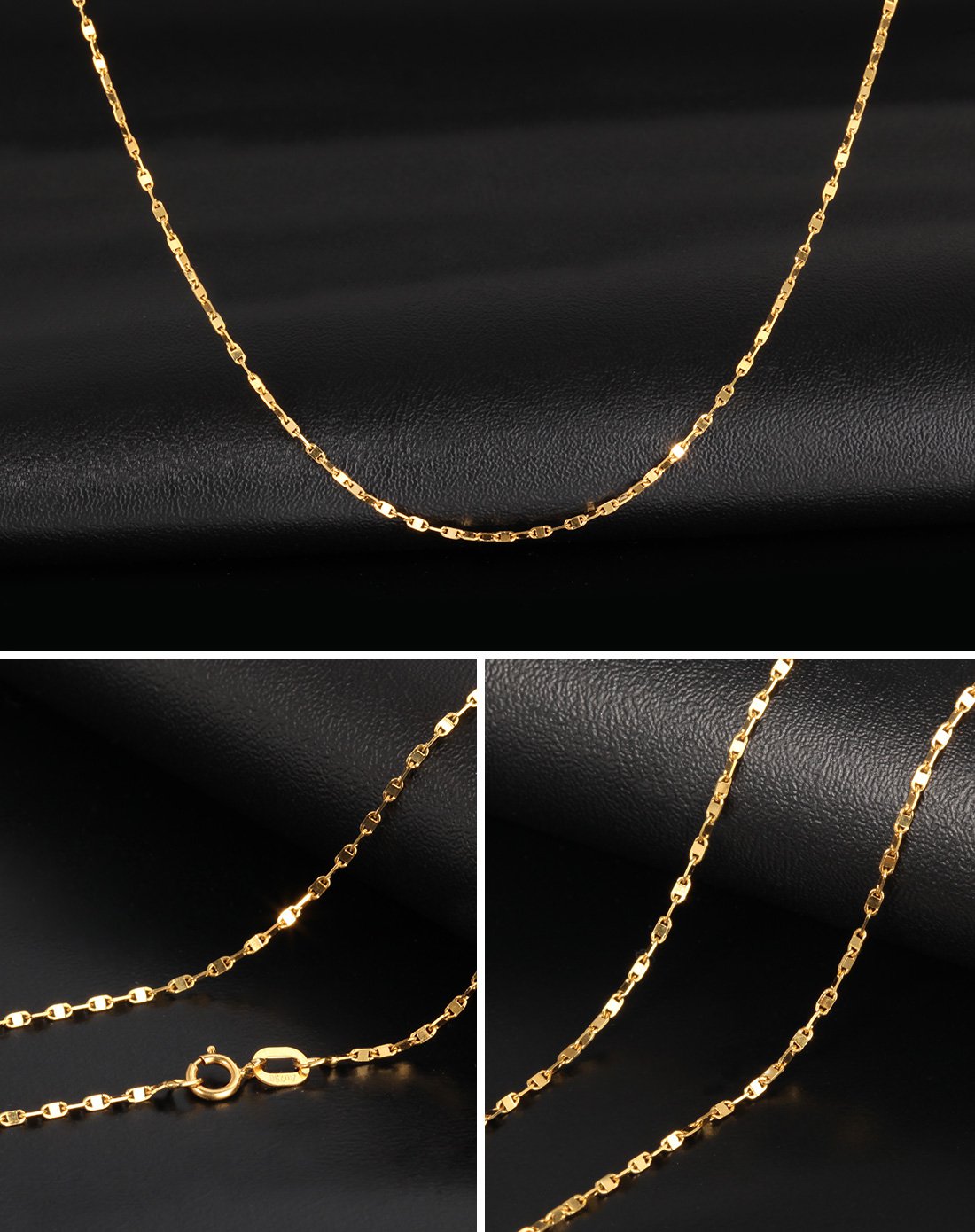 兆亮 黄瓦片链 18k金项链