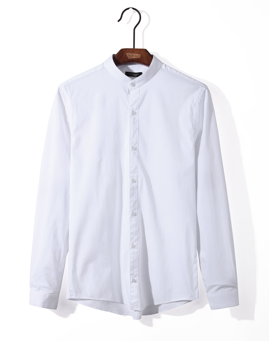 百搭经典休闲韩版立领男士长袖衬衫黑色