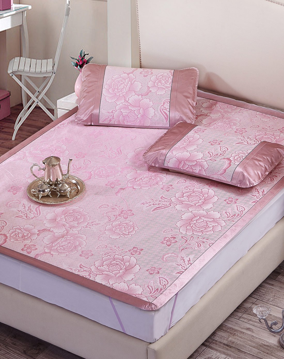 冰凉清爽冰丝三件套印花凉席