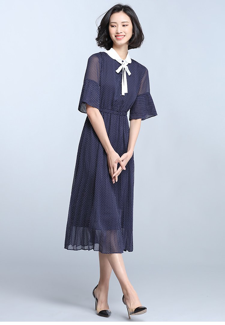 时尚简约褶皱连衣裙