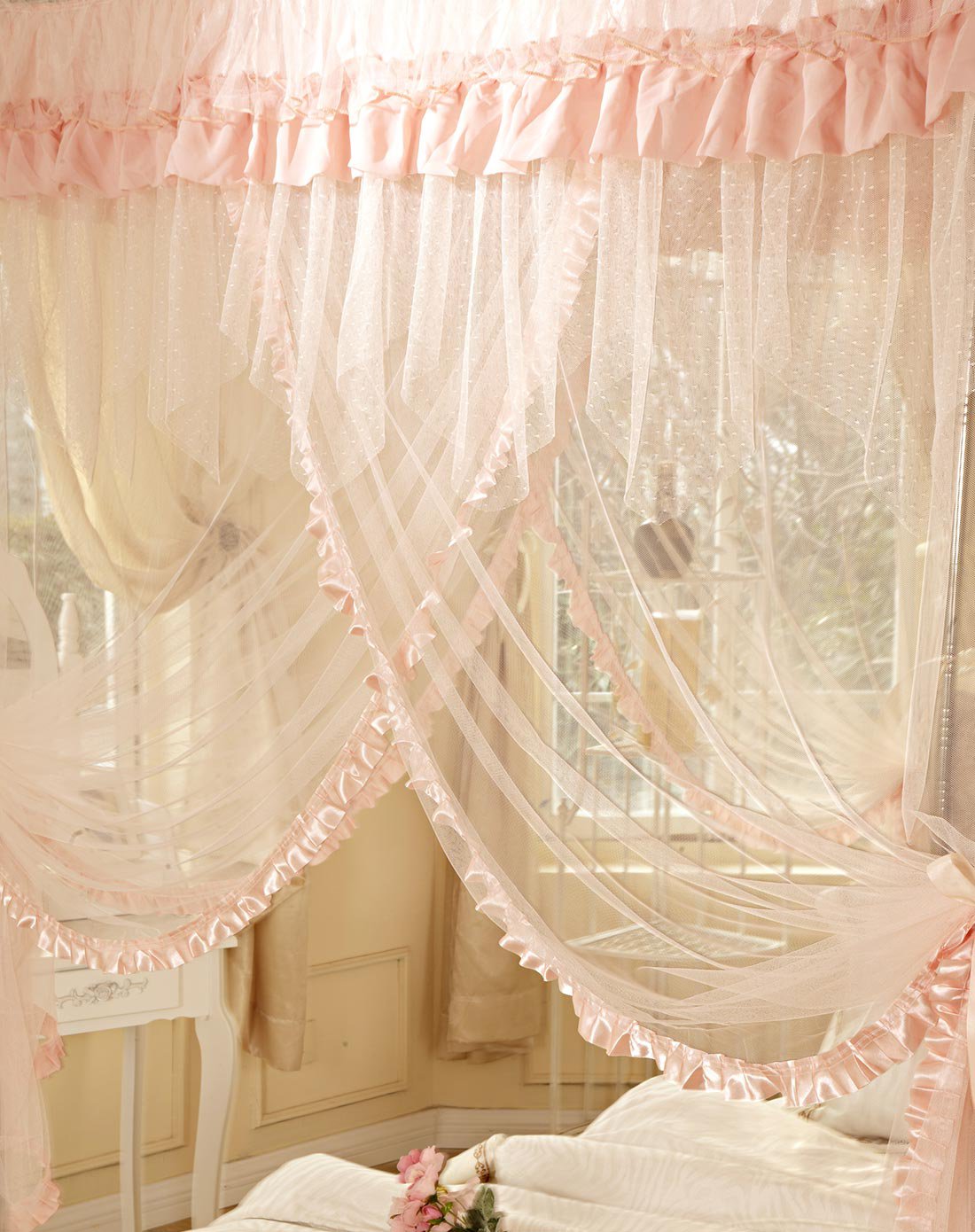 公主风方顶蚊帐玉色