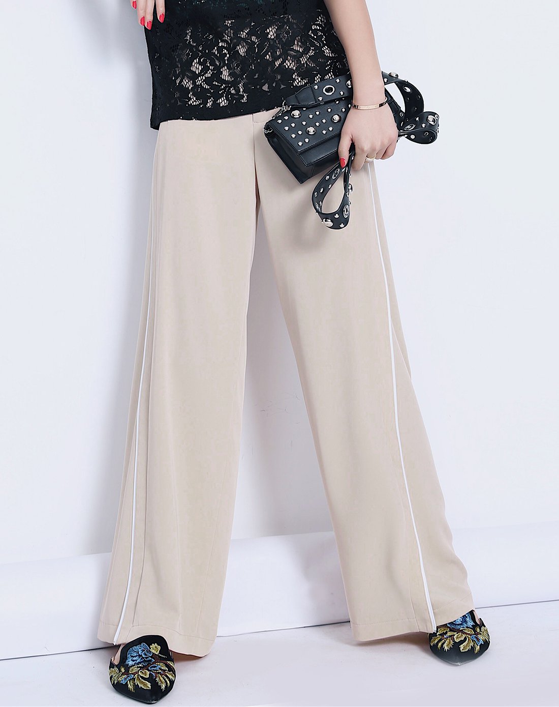 女款雪纺阔腿长裤运动风休闲裤