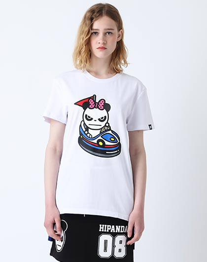 hipanda 你好熊猫 设计潮牌 女款 碰碰车 中长款t恤 显瘦