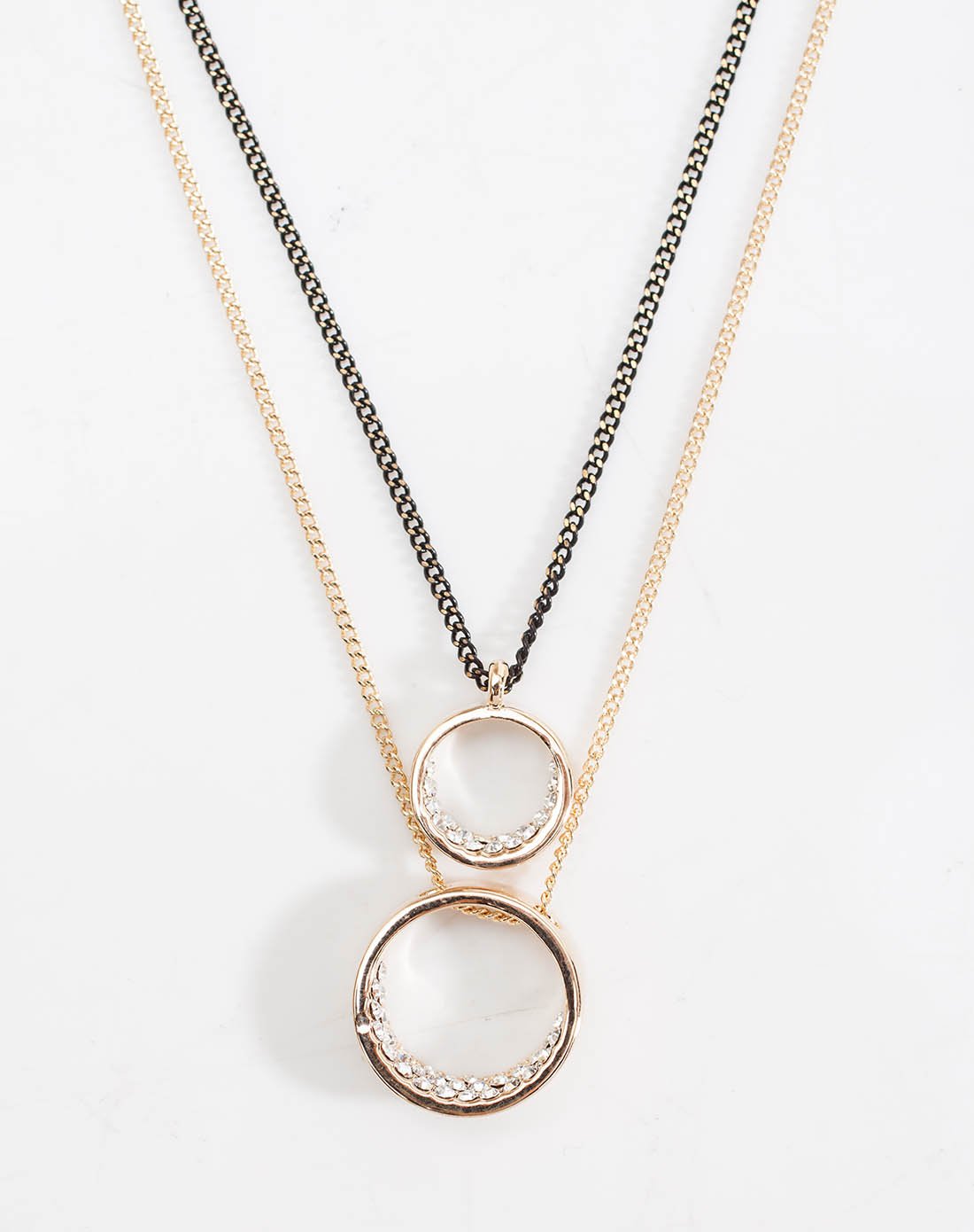 双色人生时尚合金镶仿水晶项链