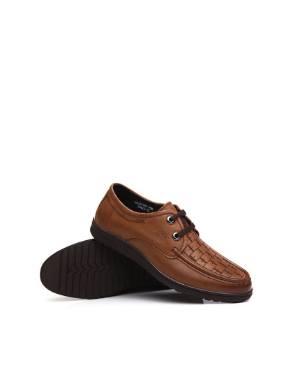 男款雅士棕英伦菱格皮鞋
