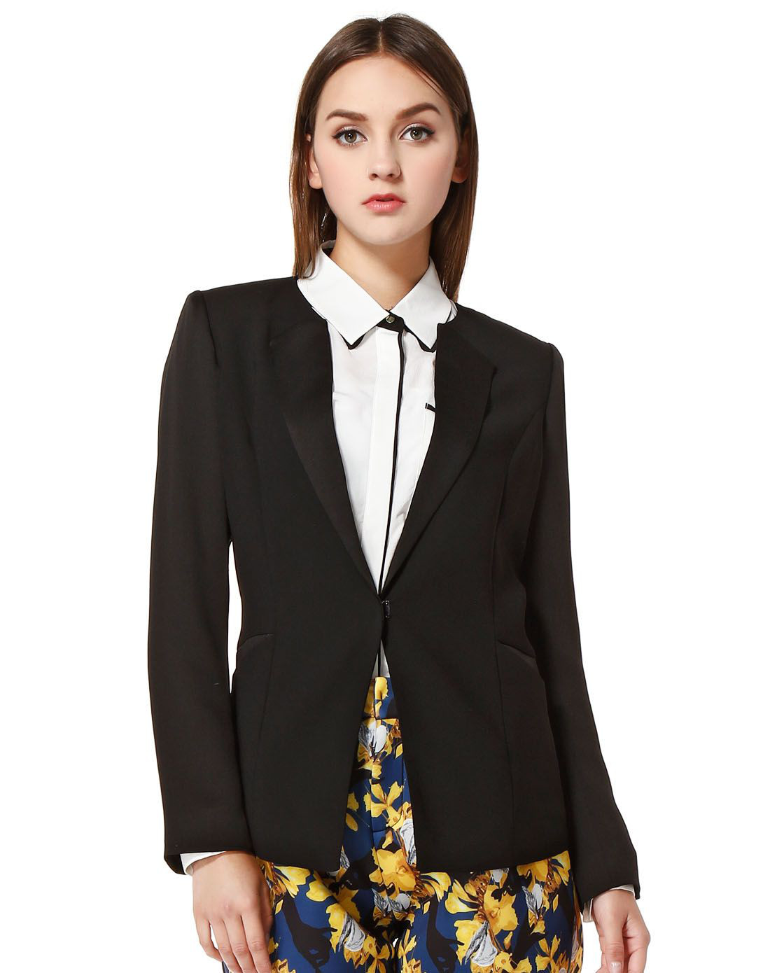 女式短款合体西便装鹭白