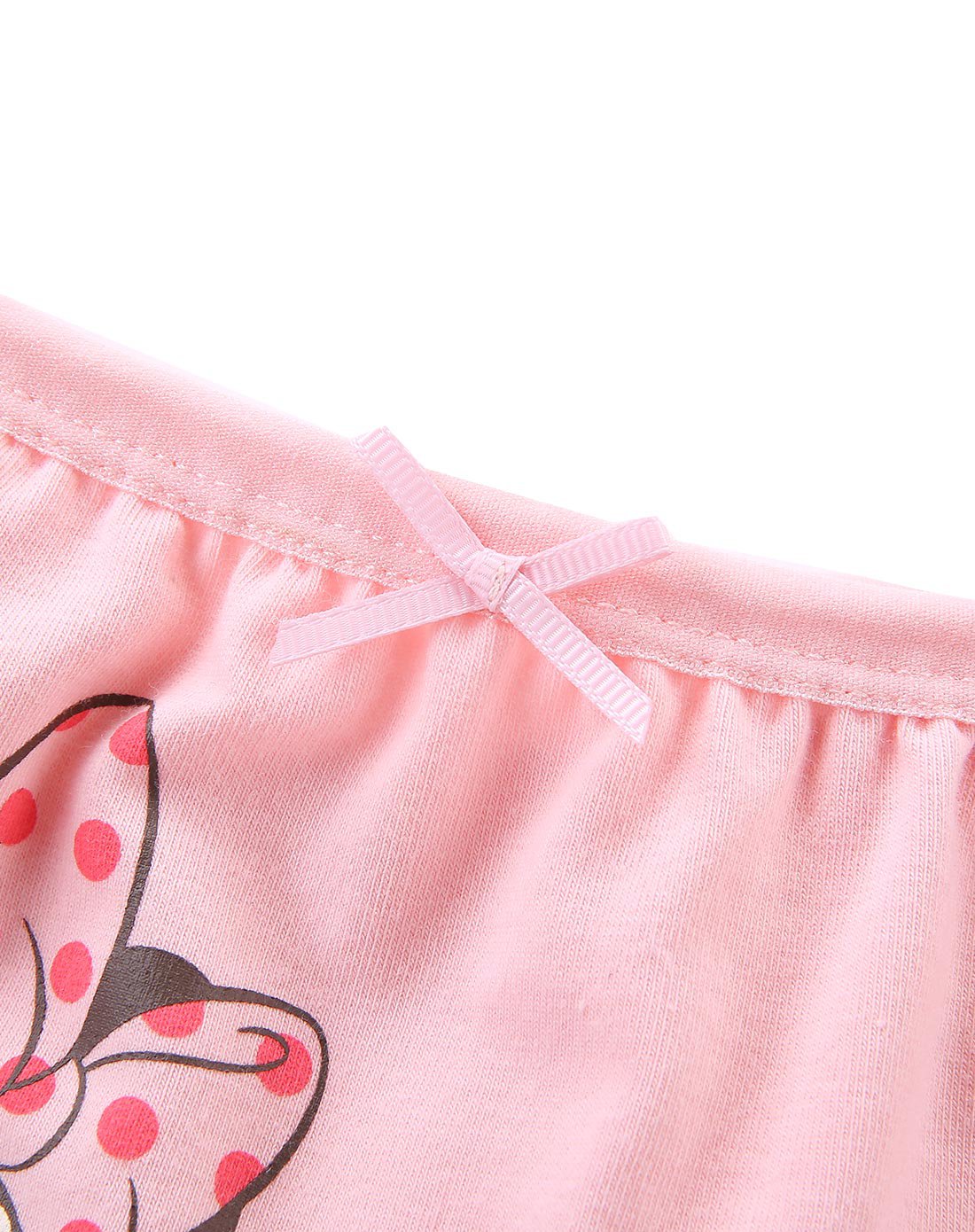 女童棉氨汗布钉蝴蝶结平角内裤(两连包)浅粉白条 粉色