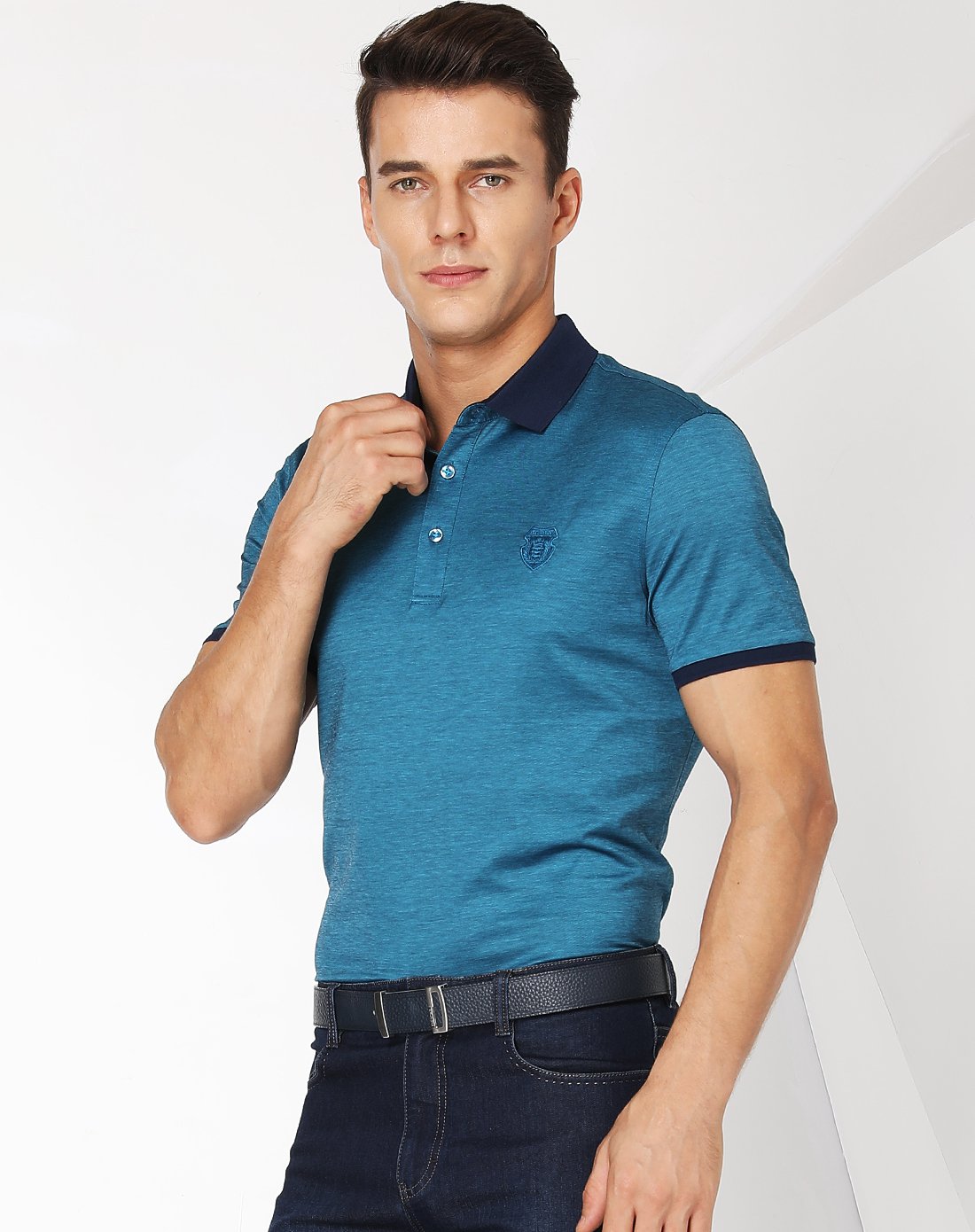 佛伦帝奴fllorinteno男装专场 舒适透气全棉吸汗拼深色领短袖t恤 商品