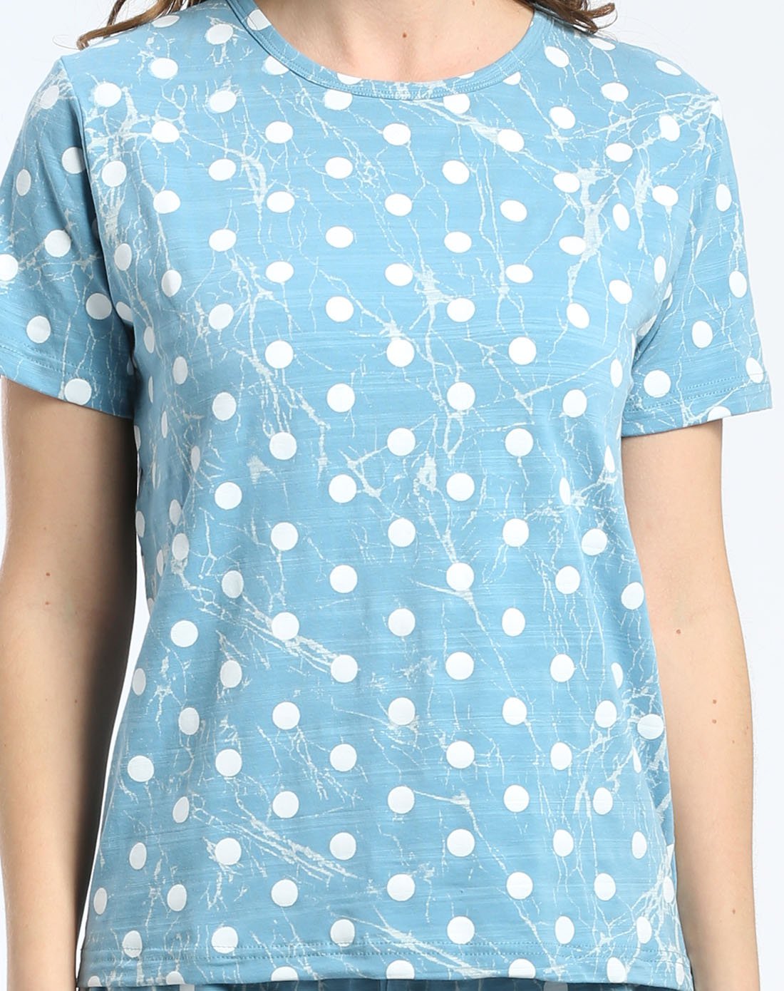 女款短袖短裤家居服套装/睡衣套装浅湖蓝