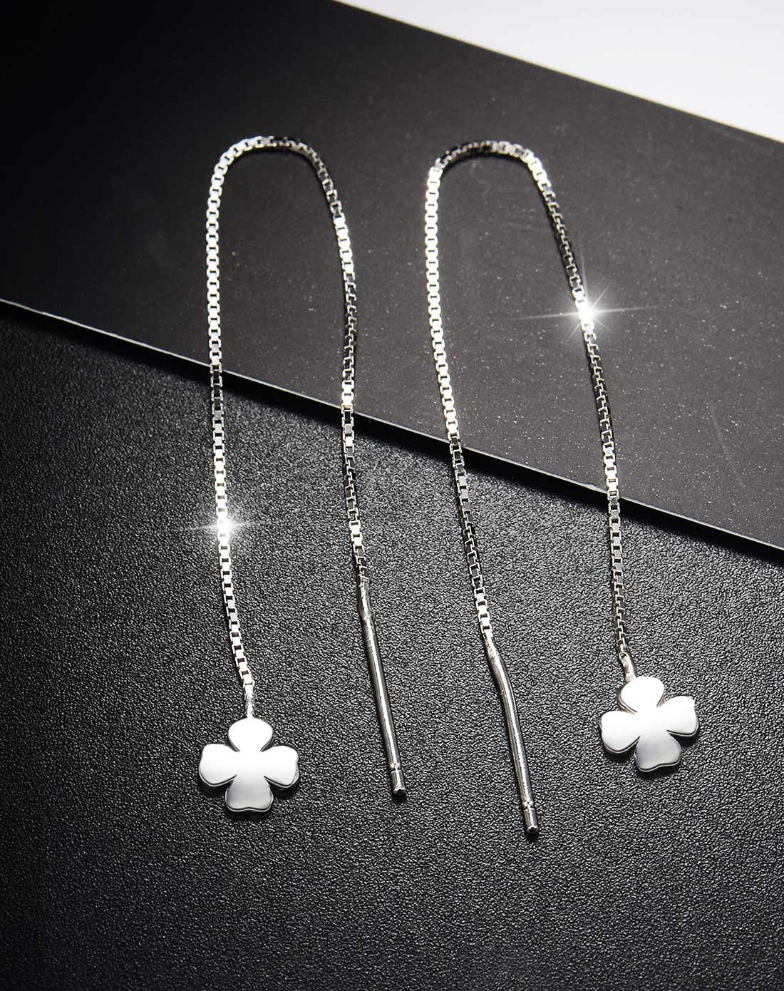 s925银四叶草耳线