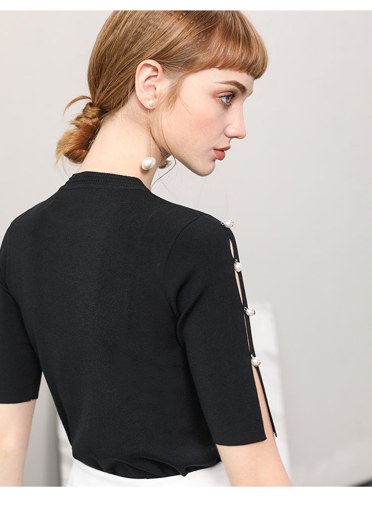 修身百搭时尚开叉袖针织衫