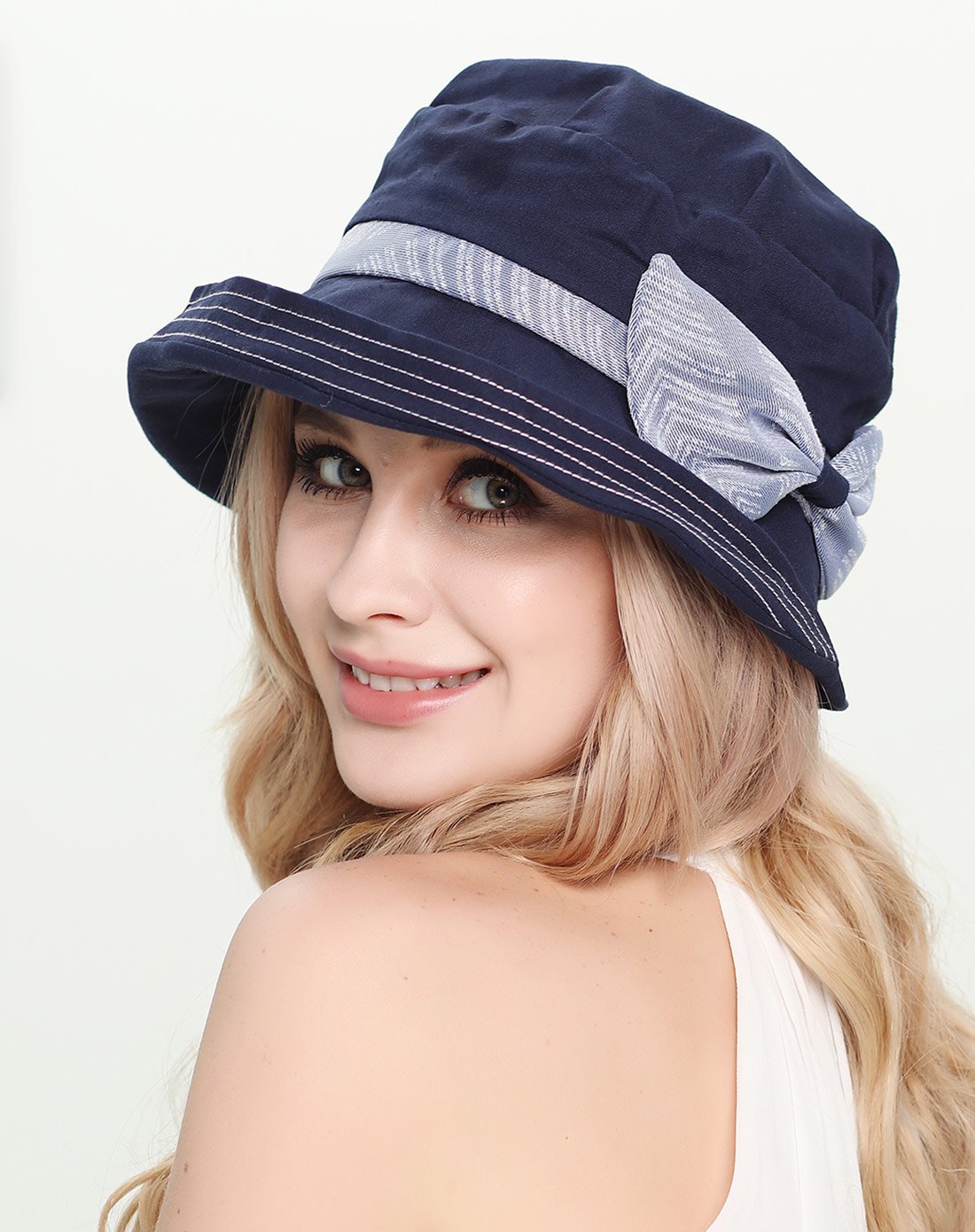 麻棉大檐可折叠户外运动遮阳布帽子桔红色