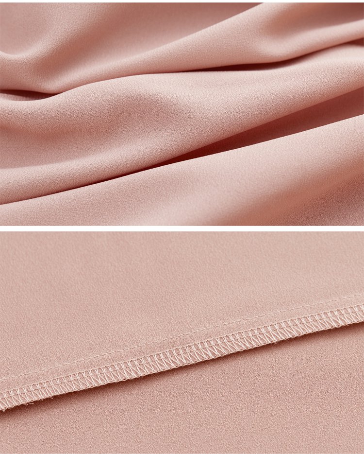 焦糖黄百搭气质淑女系带v领短袖雪纺衫