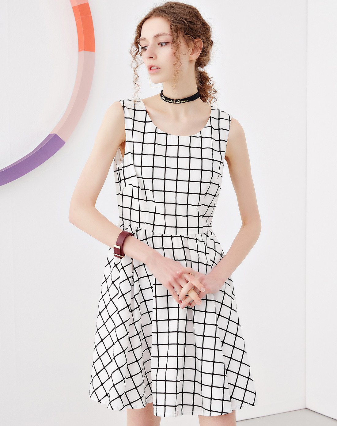 衣香丽影& kbne女装格纹修身连衣裙36052511287_唯品会