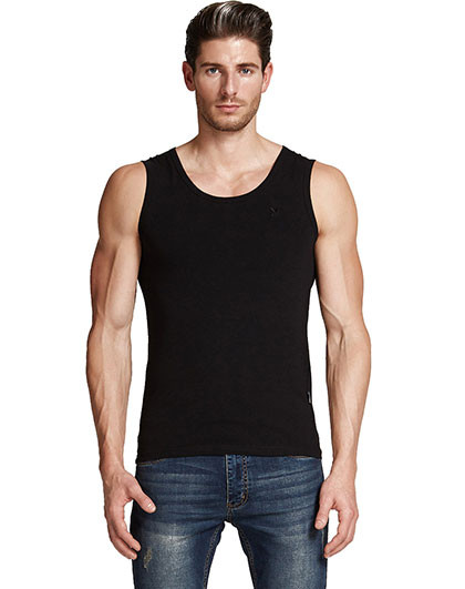 纯棉宽肩男士背心打底纯色男棉质背心紧身运动健身汗衫